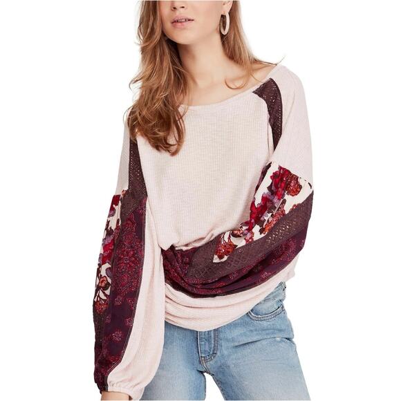 NWT Free People Casual Clash Top In Rose Size Medium Boho Oversized - Picture 5 of 13